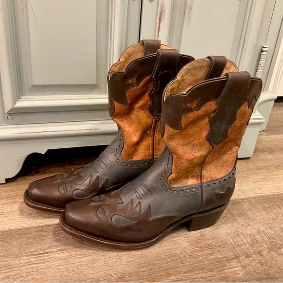 SONORA PAISLEY Western Leather Boots - Brown and Tan - Picture 3 of 12
